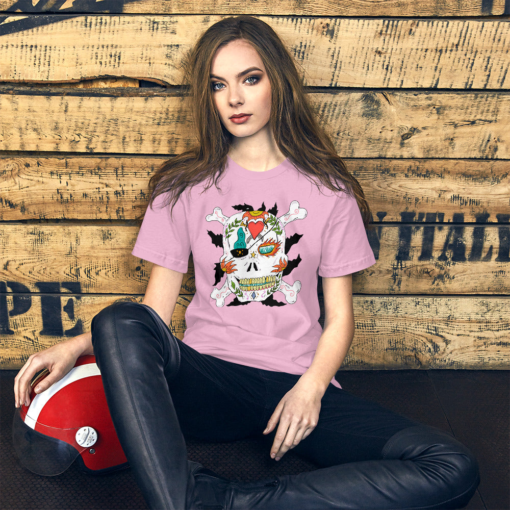 Short-Sleeve Unisex T-Shirt pirate skull - ragnacold Lilac / S