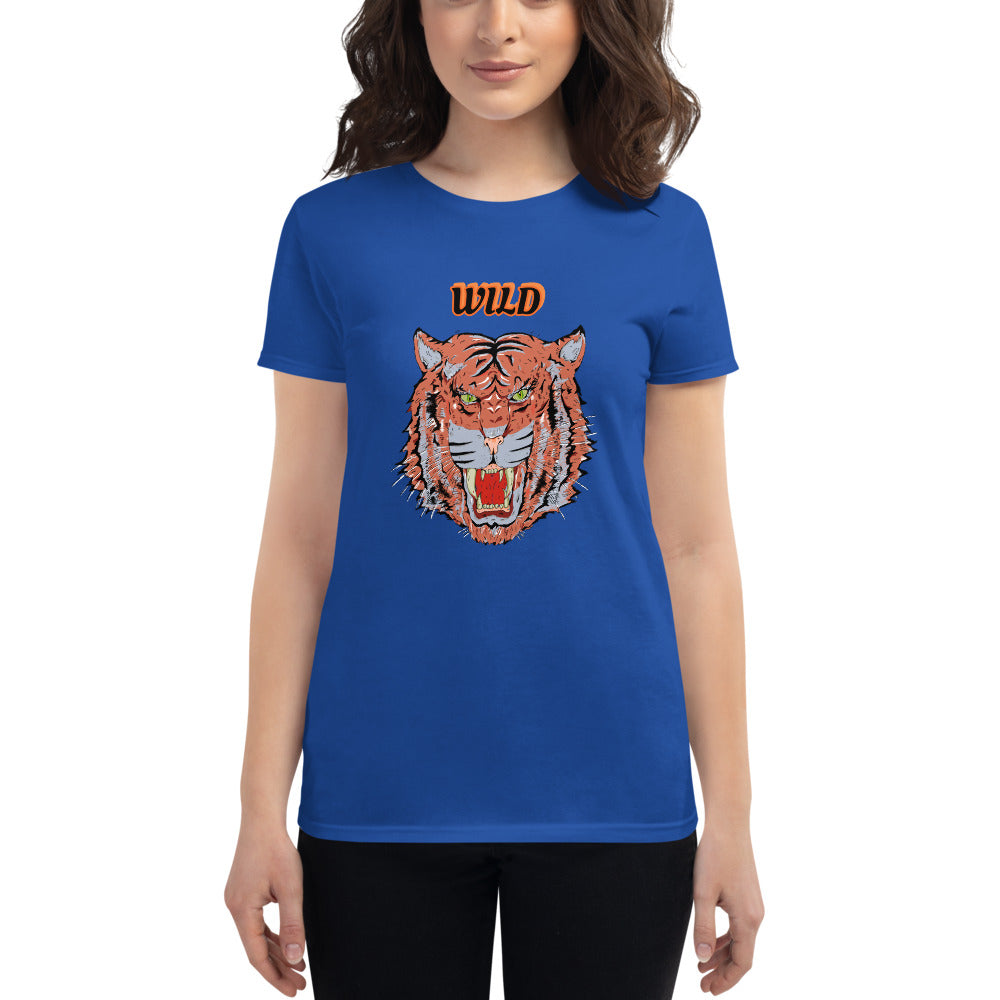 Women's short sleeve t-shirt wild tiger - ragnacold Royal Blue / S