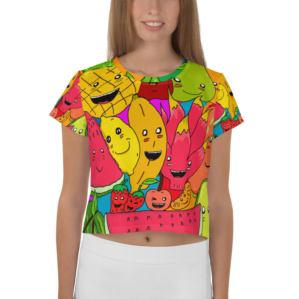 All-Over Print Crop Teefruit tropical rainbow - ragnacold XS