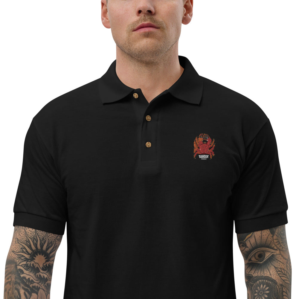 Embroidered Polo Shirt cancer zodiac - ragnacold Black / S