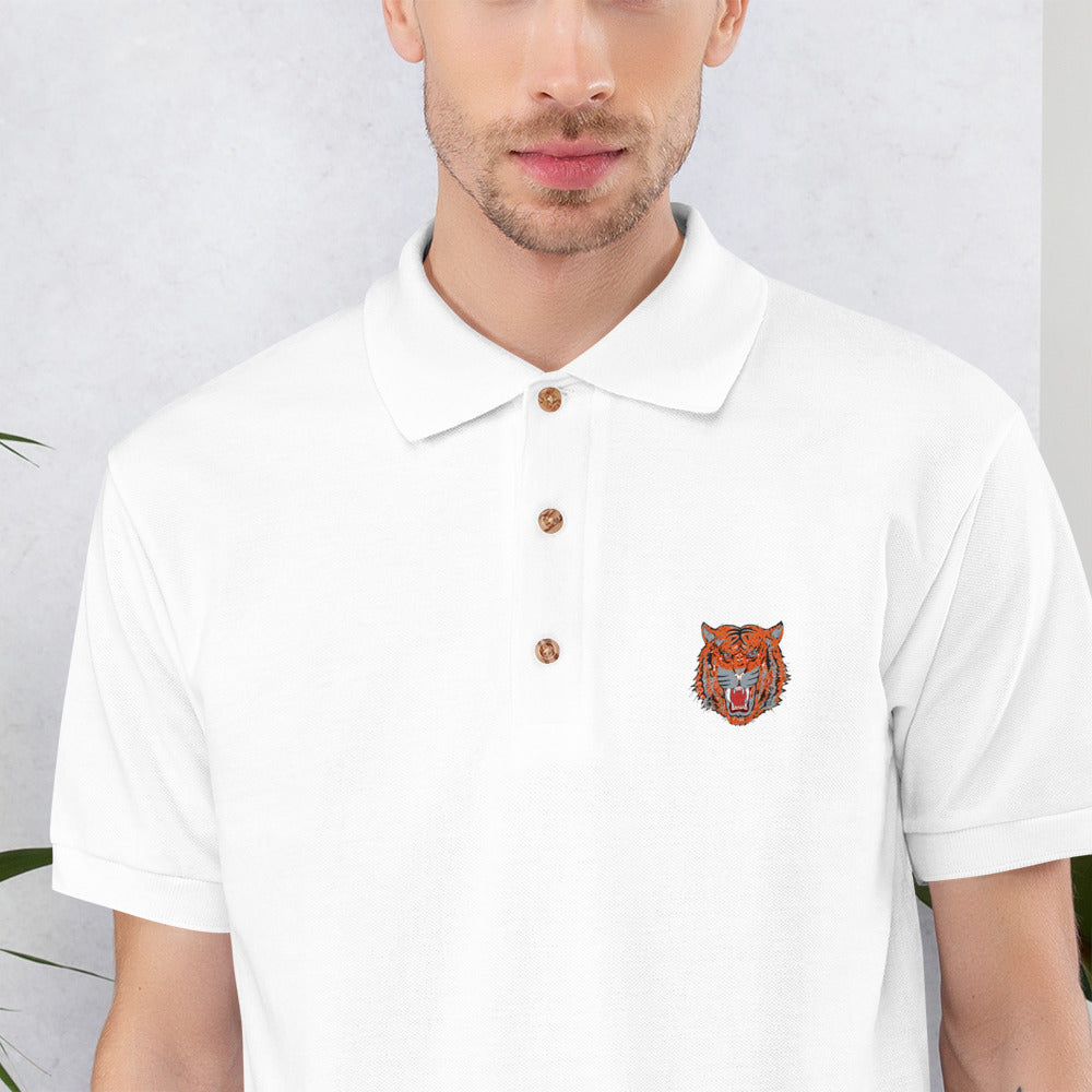 Embroidered Polo Shirt wild cat - ragnacold White / S