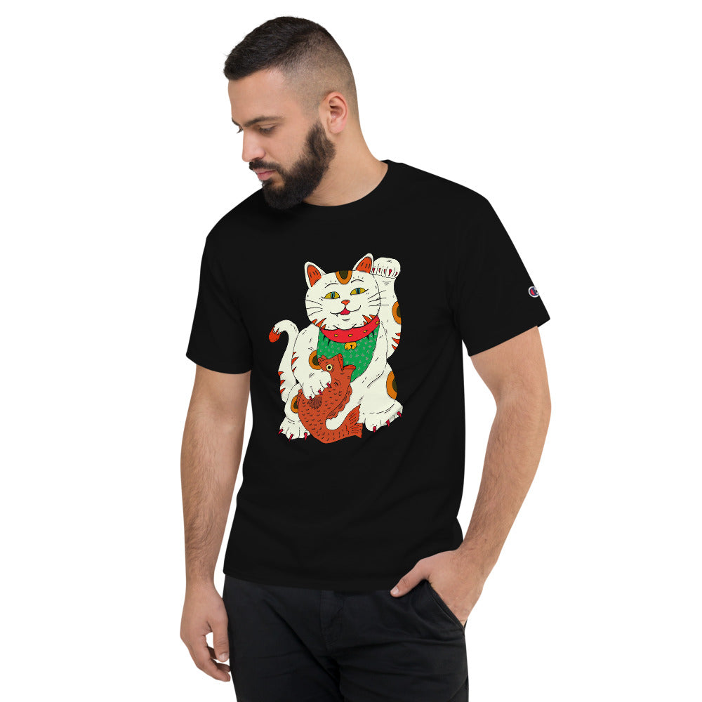 Men's Champion T-Shirt neko cat fortune - ragnacold Black / S