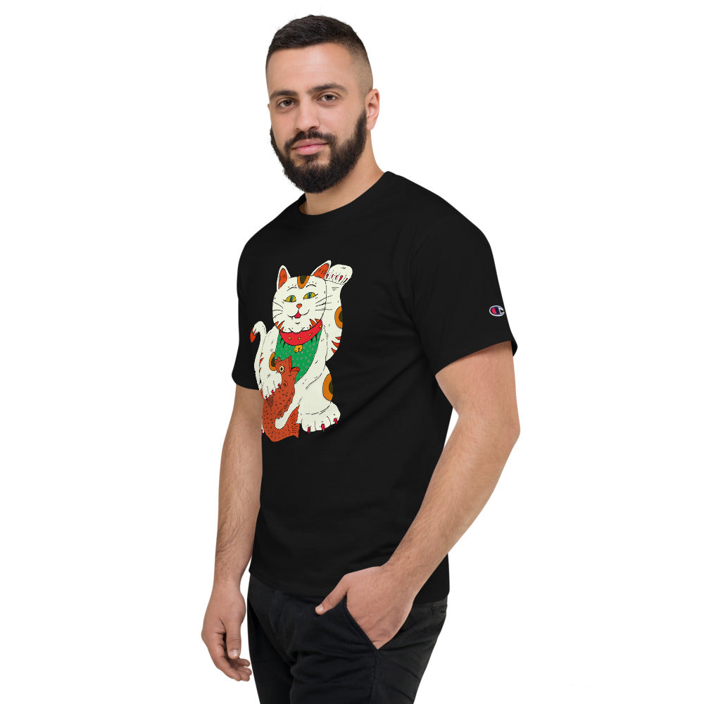 Men's Champion T-Shirt neko cat fortune - ragnacold