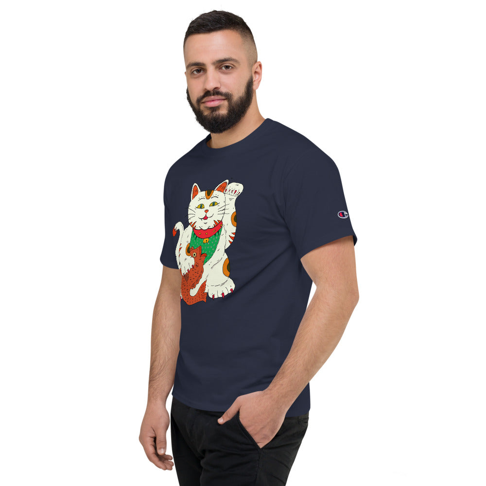 Men's Champion T-Shirt neko cat fortune - ragnacold