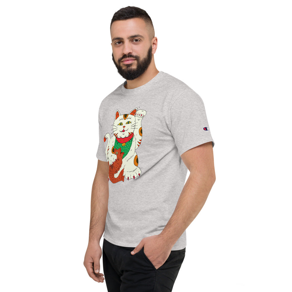 Men's Champion T-Shirt neko cat fortune - ragnacold