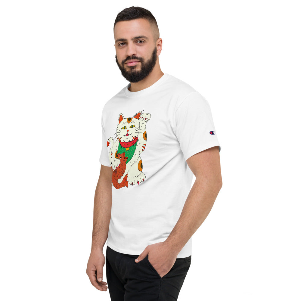 Men's Champion T-Shirt neko cat fortune - ragnacold