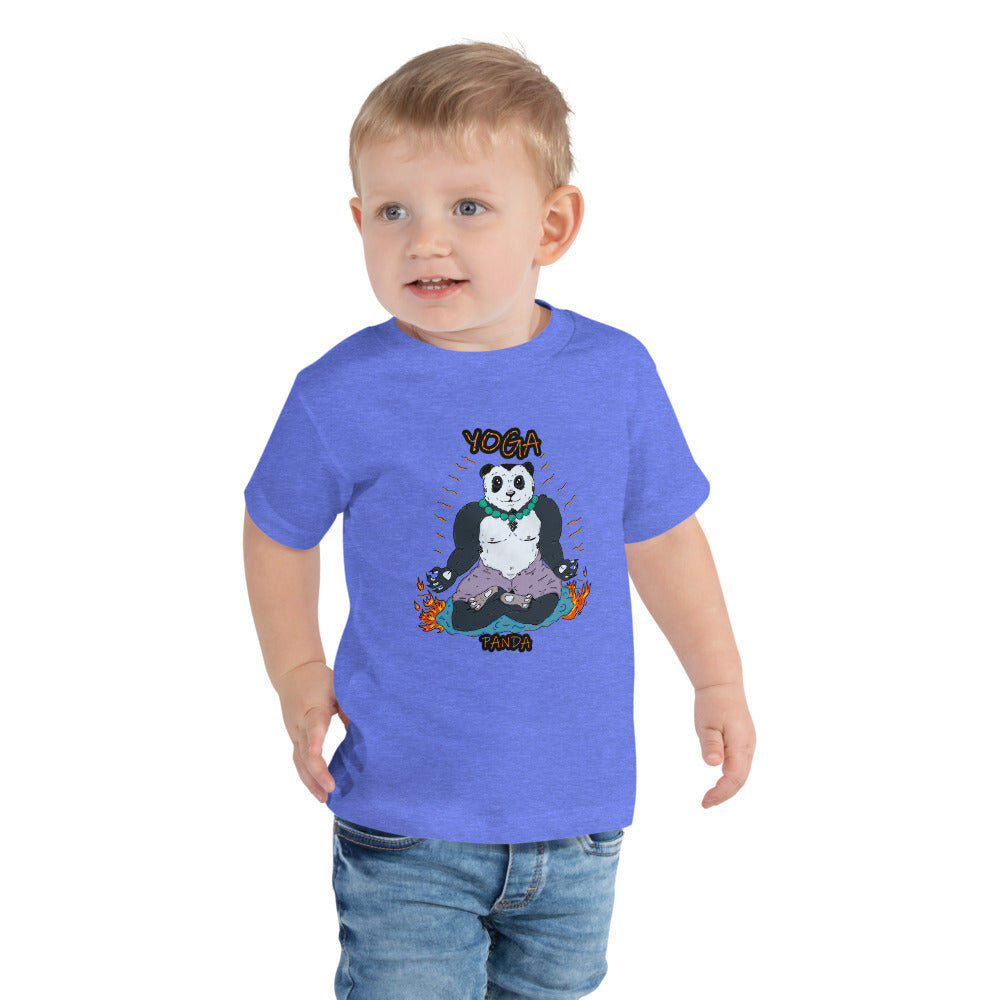 Toddler Short Sleeve Tee yoga panda - ragnacold Heather Columbia Blue / 2T