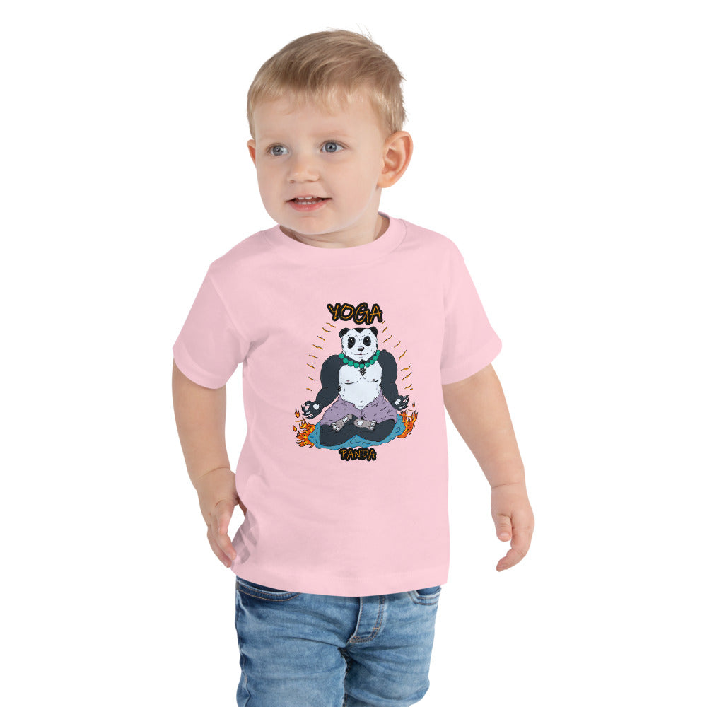 Toddler Short Sleeve Tee yoga panda - ragnacold Pink / 2T