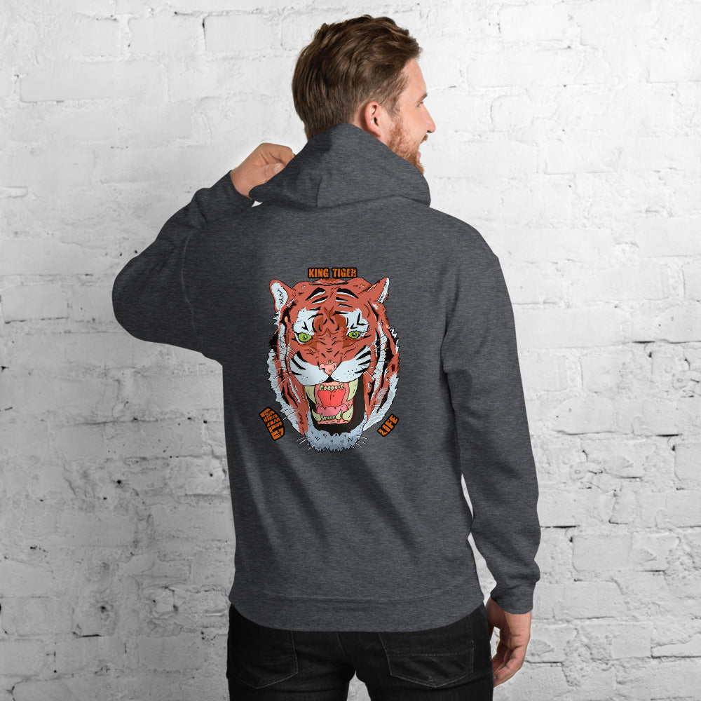 Unisex Hoodie king tiger cat - ragnacold Dark Heather / S