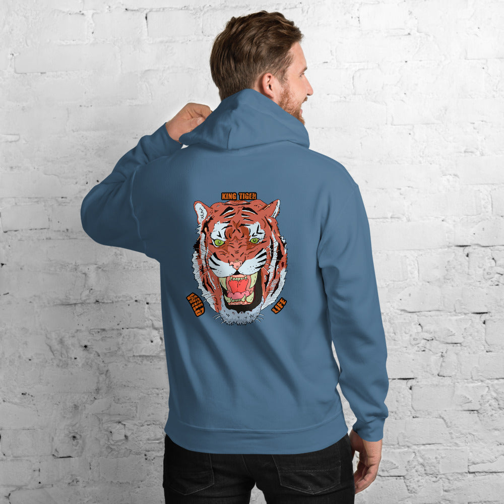 Unisex Hoodie king tiger cat - ragnacold Indigo Blue / S