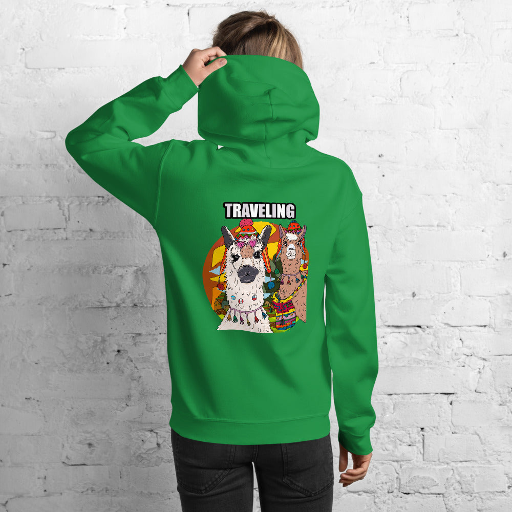 Unisex Hoodie alpaca llama travelling - ragnacold Irish Green / S