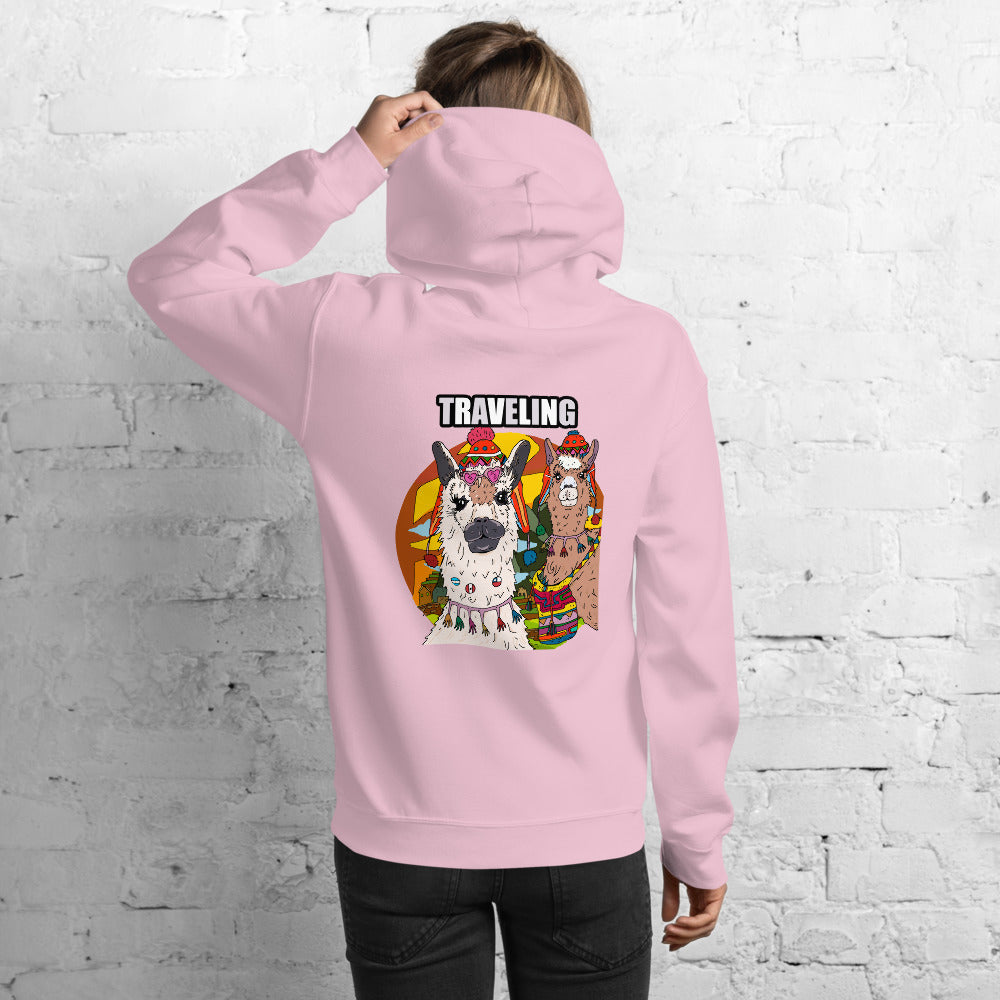 Unisex Hoodie alpaca llama travelling - ragnacold Light Pink / S