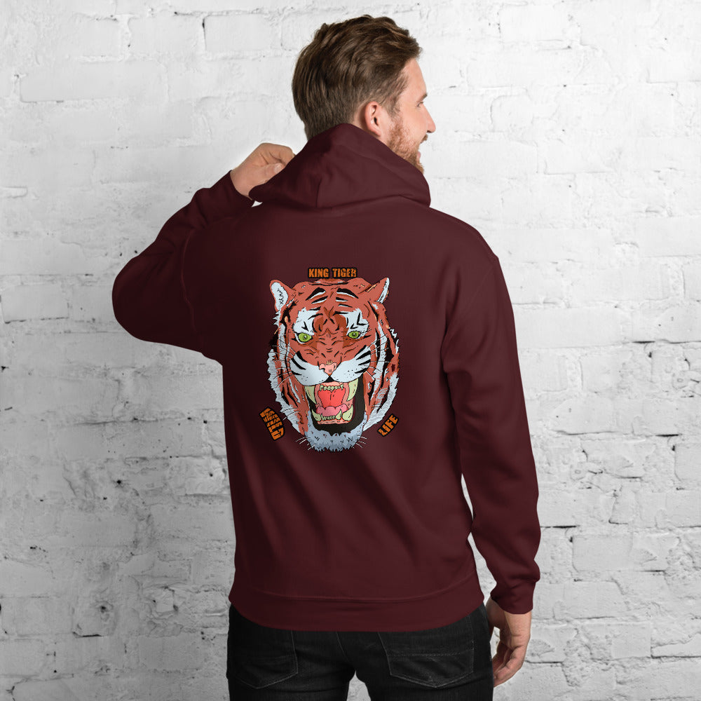 Unisex Hoodie king tiger cat - ragnacold Maroon / S