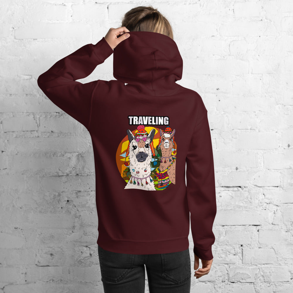 Unisex Hoodie alpaca llama travelling - ragnacold Maroon / S