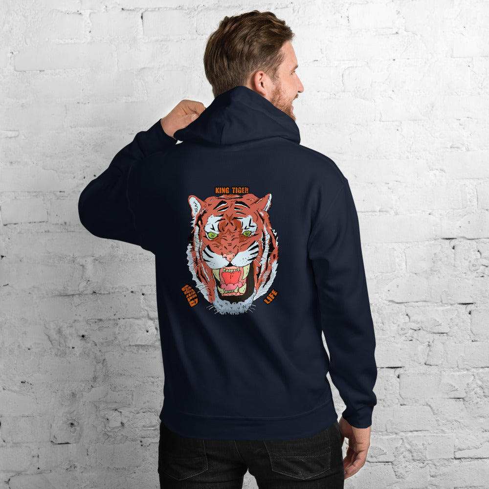 Unisex Hoodie king tiger cat - ragnacold Navy / S