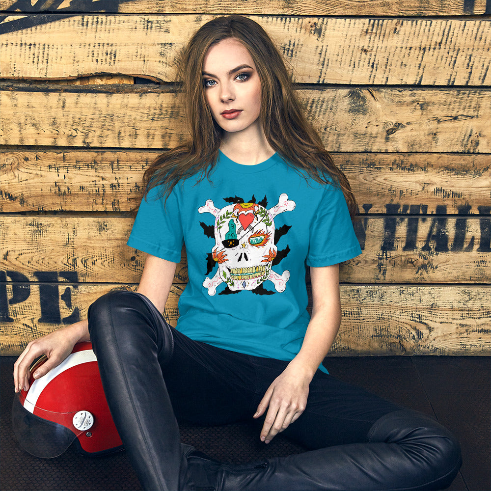 Short-Sleeve Unisex T-Shirt pirate skull - ragnacold Aqua / S