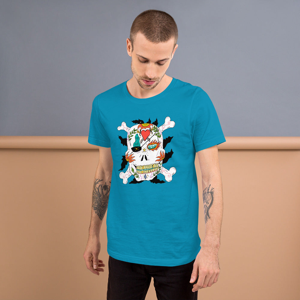 Short-Sleeve Unisex T-Shirt pirate skull - ragnacold Aqua / S