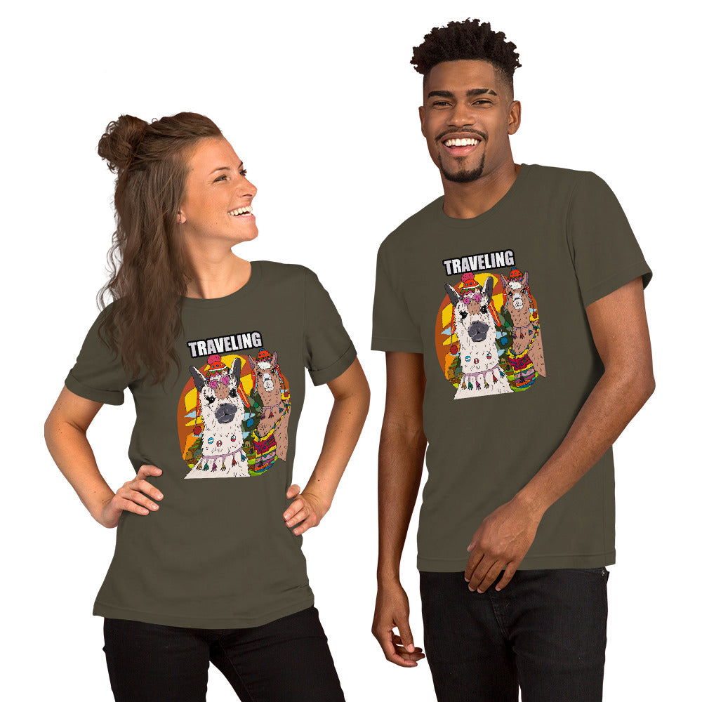 Short-Sleeve Unisex T-Shirt traveling llamas - ragnacold Army / S