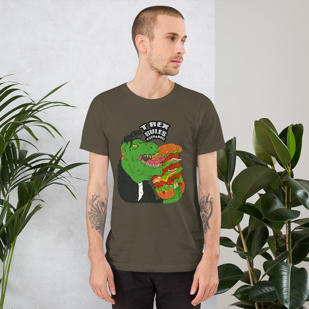 Short-Sleeve Unisex T-Shirt T rex rock&roll - ragnacold Army / S