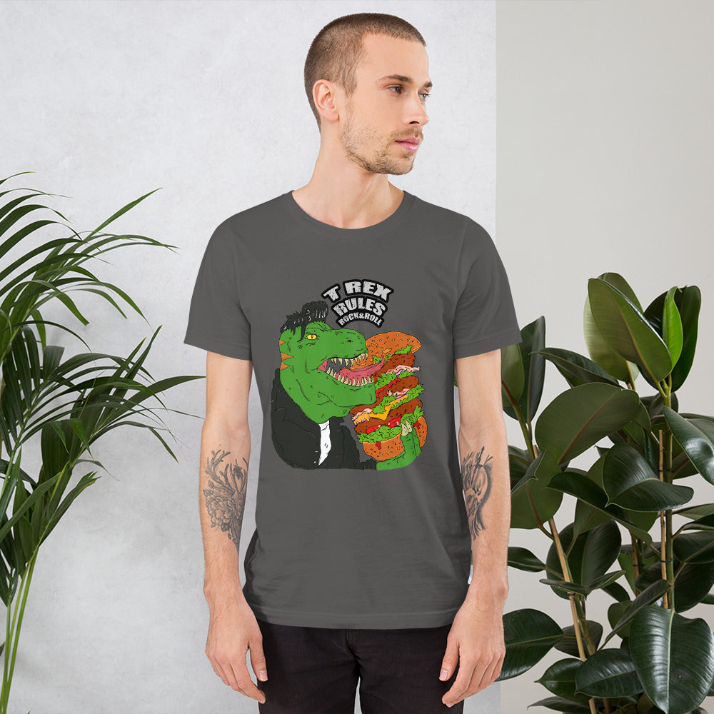 Short-Sleeve Unisex T-Shirt T rex rock&roll - ragnacold Asphalt / S