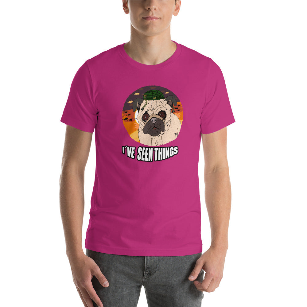 Short-Sleeve Unisex T-Shirt pug soldier - ragnacold Berry / S