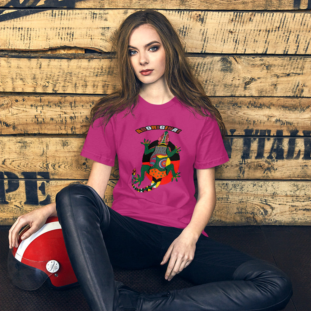 Short-Sleeve Unisex T-Shirt aboriginal lizard - ragnacold Berry / S