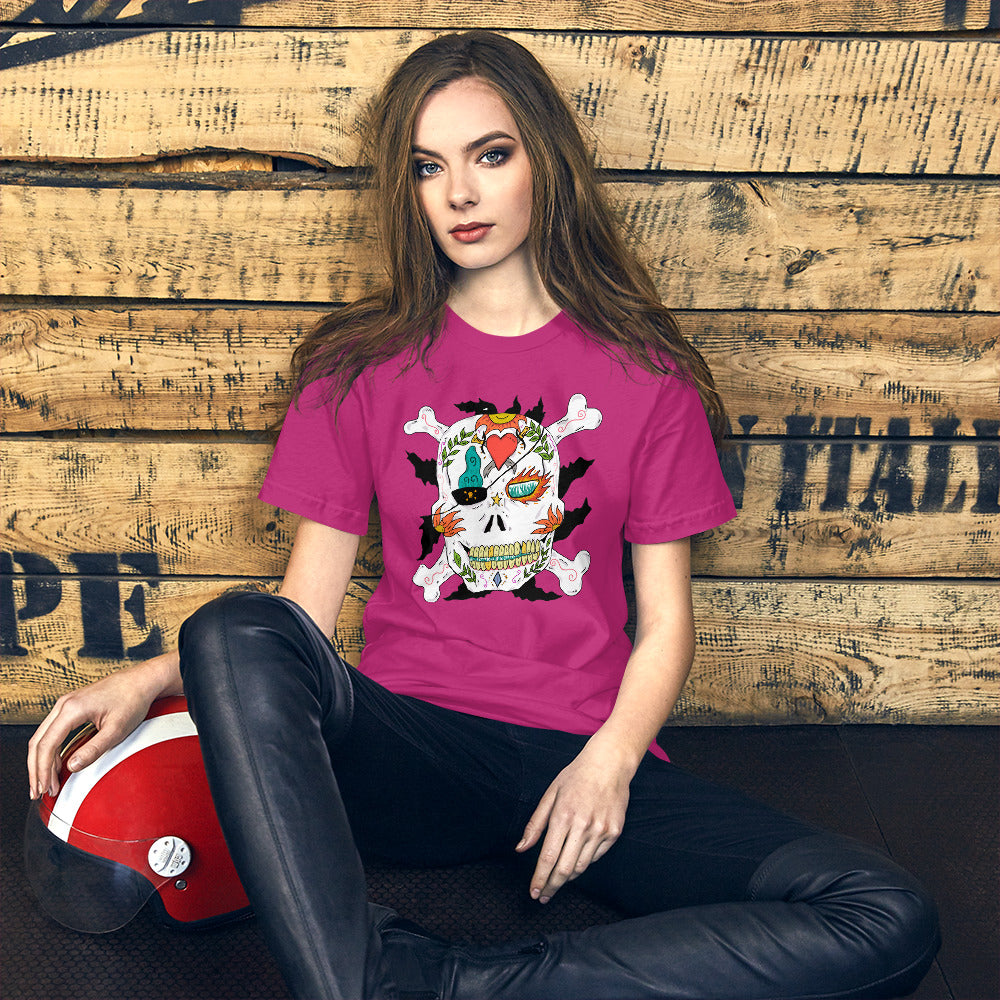 Short-Sleeve Unisex T-Shirt pirate skull - ragnacold Berry / S