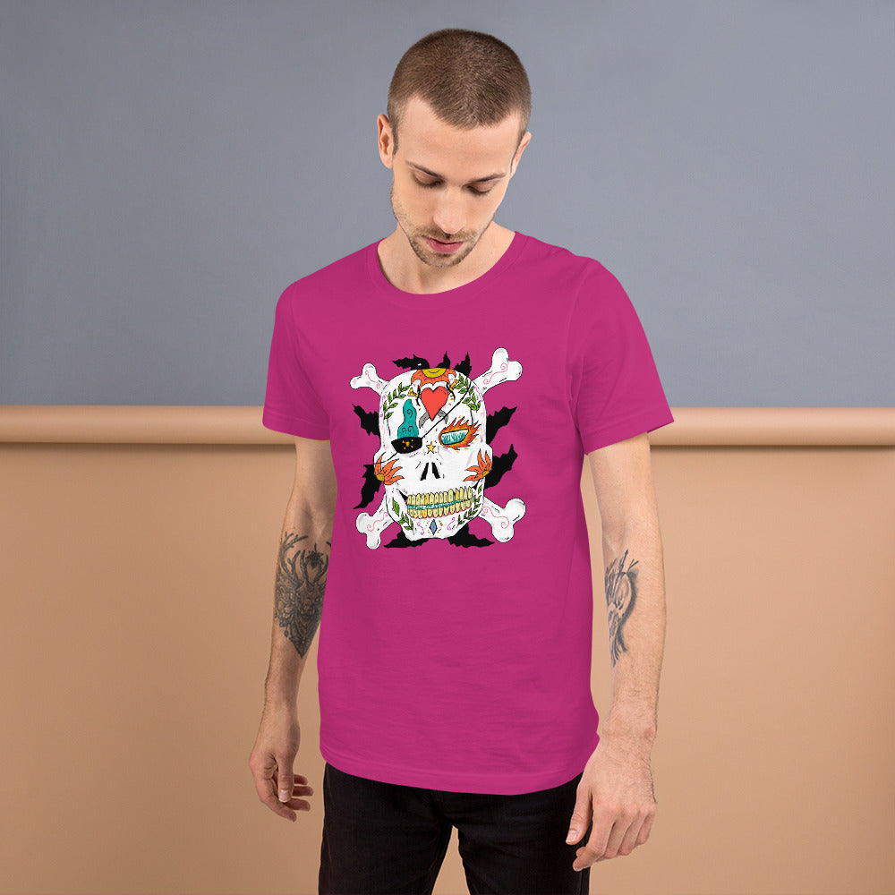 Short-Sleeve Unisex T-Shirt pirate skull - ragnacold Berry / S