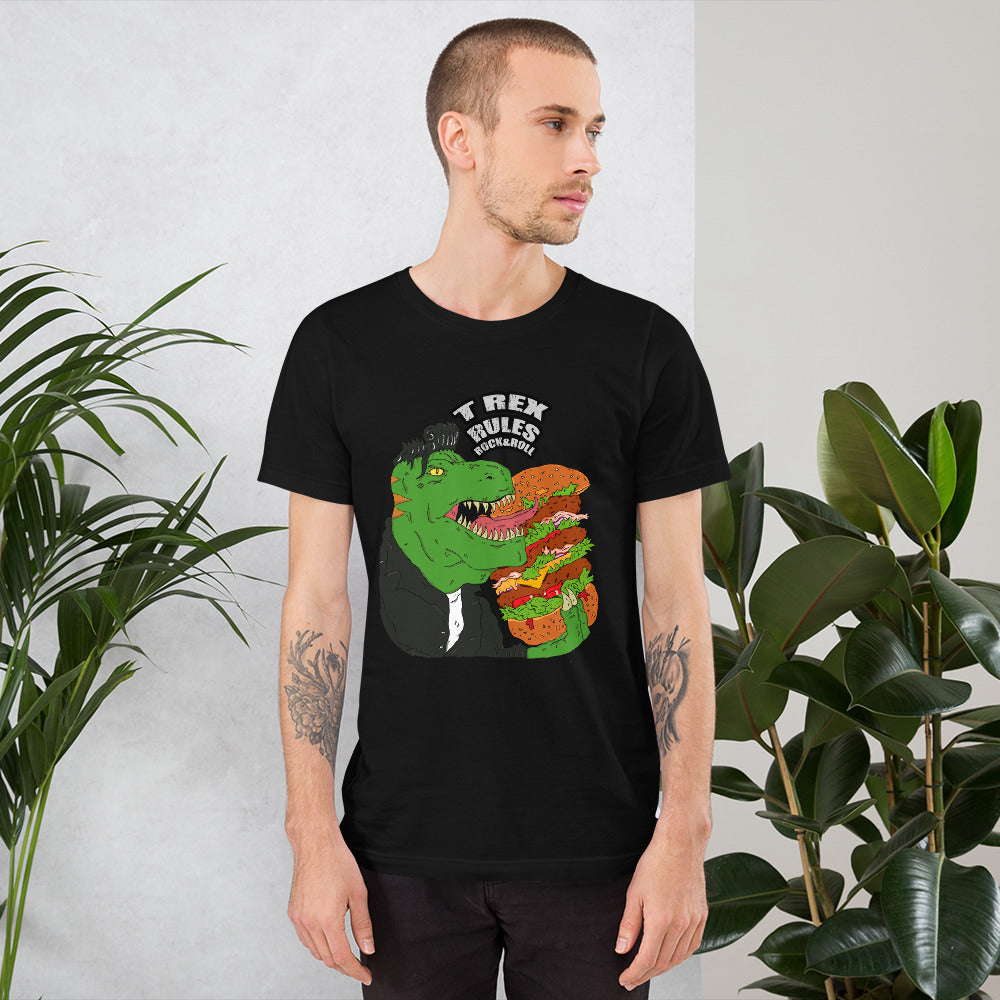 Short-Sleeve Unisex T-Shirt T rex rock&roll - ragnacold Black / XS