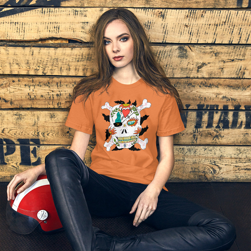 Short-Sleeve Unisex T-Shirt pirate skull - ragnacold Burnt Orange / XS