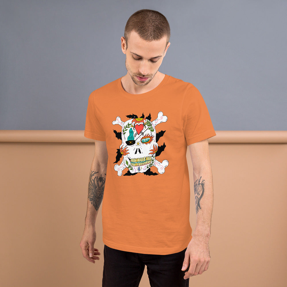 Short-Sleeve Unisex T-Shirt pirate skull - ragnacold Burnt Orange / XS