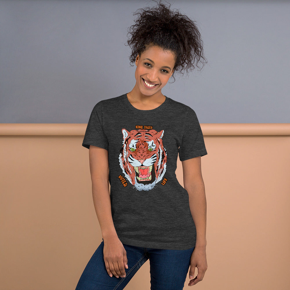 Short-Sleeve Unisex T-Shirt tiger love - ragnacold Dark Grey Heather / XS