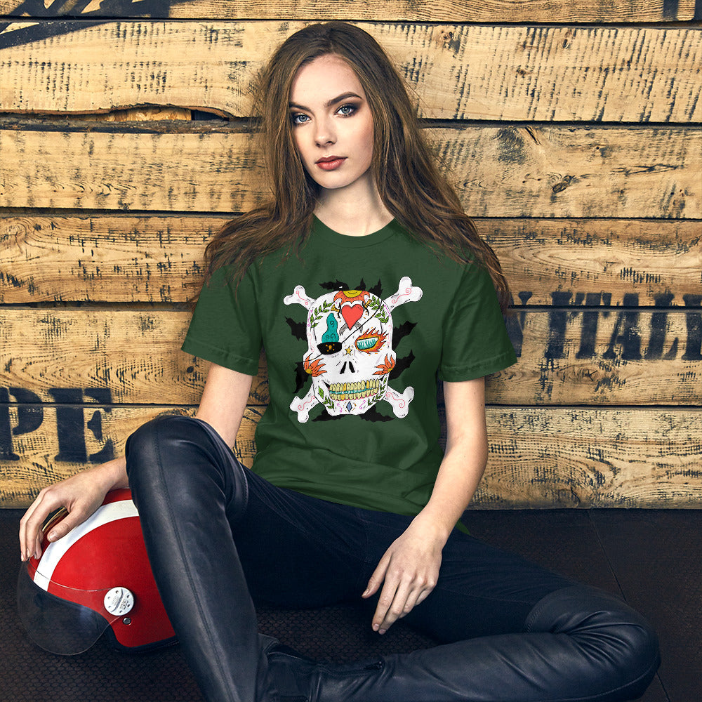 Short-Sleeve Unisex T-Shirt pirate skull - ragnacold Forest / S