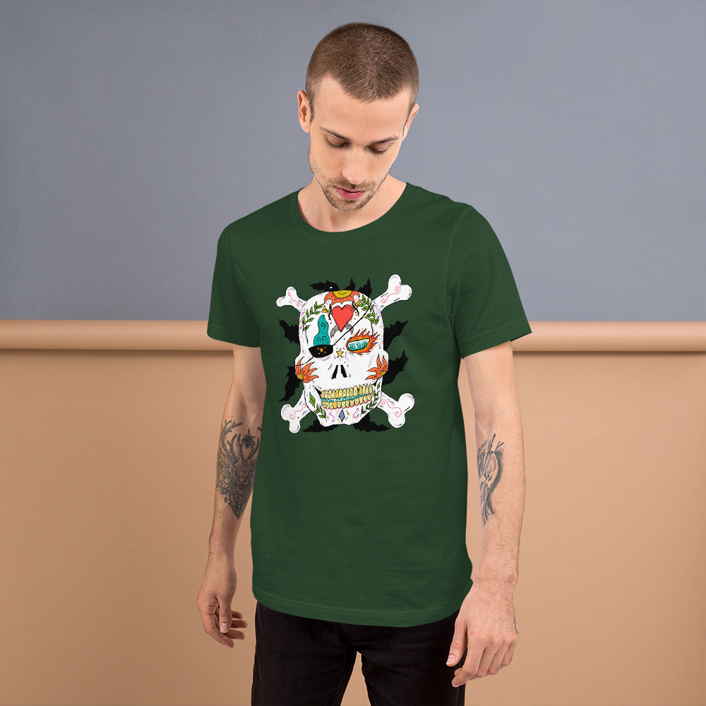 Short-Sleeve Unisex T-Shirt pirate skull - ragnacold Forest / S