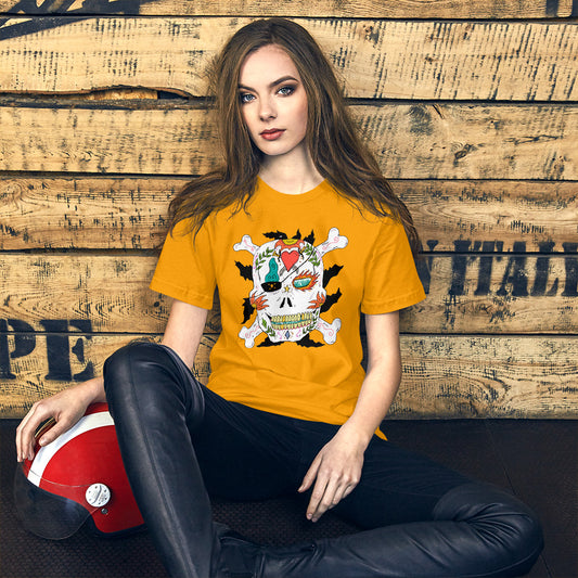 Short-Sleeve Unisex T-Shirt pirate skull - ragnacold Gold / S