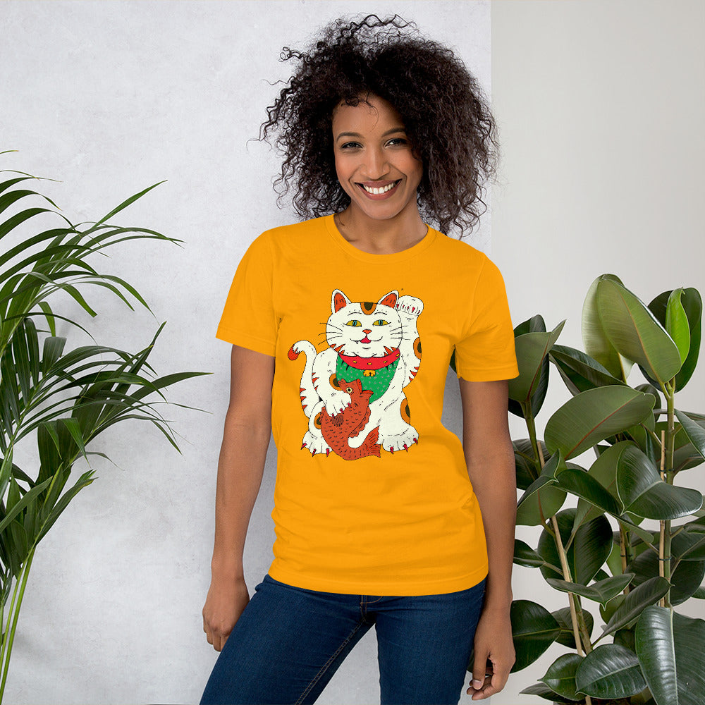 Short-Sleeve Unisex T-Shirt neko money cat - ragnacold Gold / S