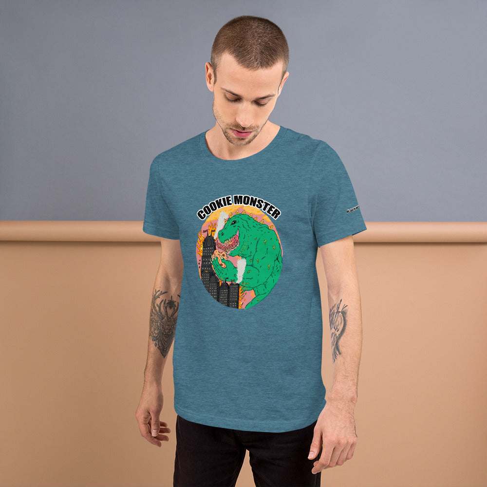 Short-Sleeve Unisex T-Shirt monster eats cookies - ragnacold Heather Deep Teal / S