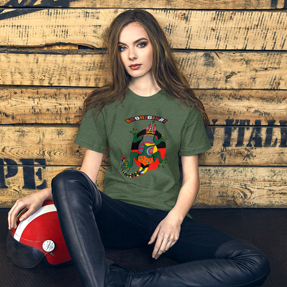 Short-Sleeve Unisex T-Shirt aboriginal lizard - ragnacold Heather Forest / S