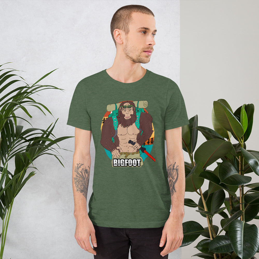 Short-Sleeve Unisex T-Shirt bigfoot Mountain climber - ragnacold Heather Forest / S