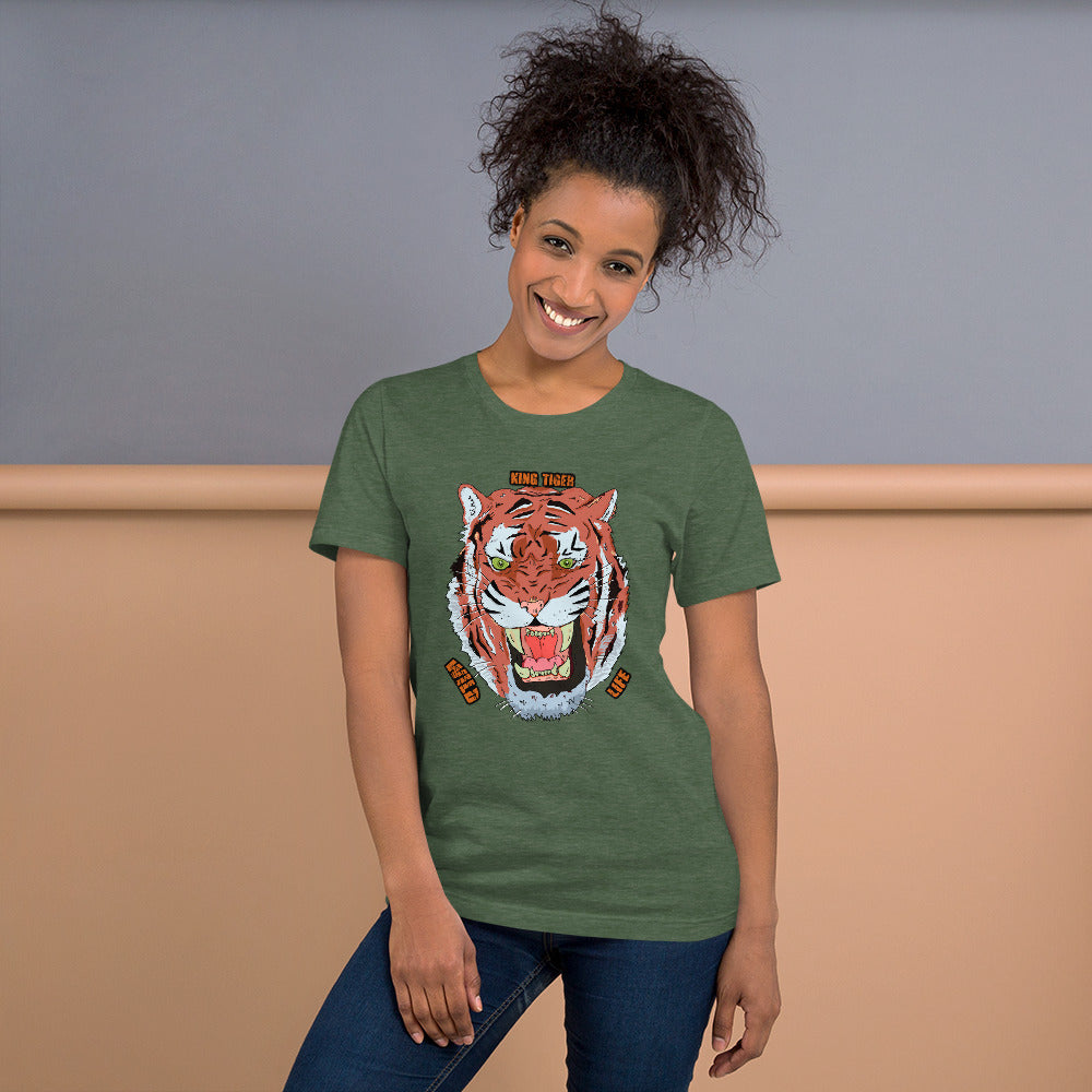 Short-Sleeve Unisex T-Shirt tiger love - ragnacold Heather Forest / S