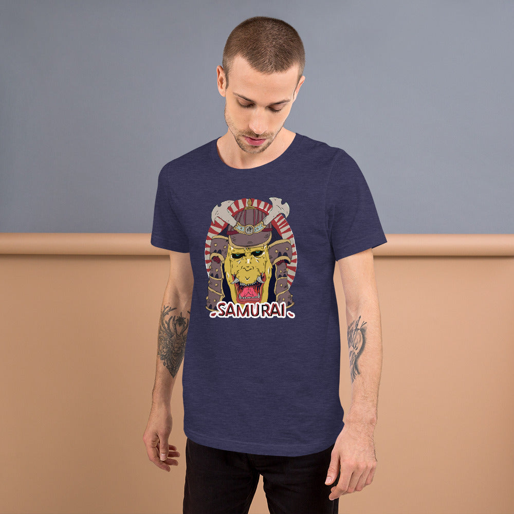 Short-Sleeve Unisex T-Shirt japan demon samurai - ragnacold Heather Midnight Navy / XS