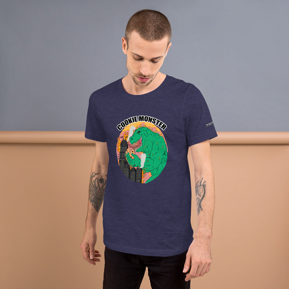 Short-Sleeve Unisex T-Shirt monster eats cookies - ragnacold Heather Midnight Navy / XS