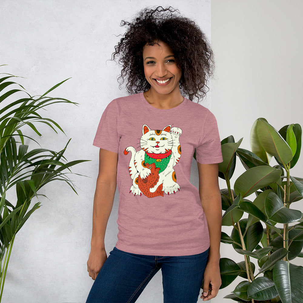 Short-Sleeve Unisex T-Shirt neko money cat - ragnacold Heather Orchid / S