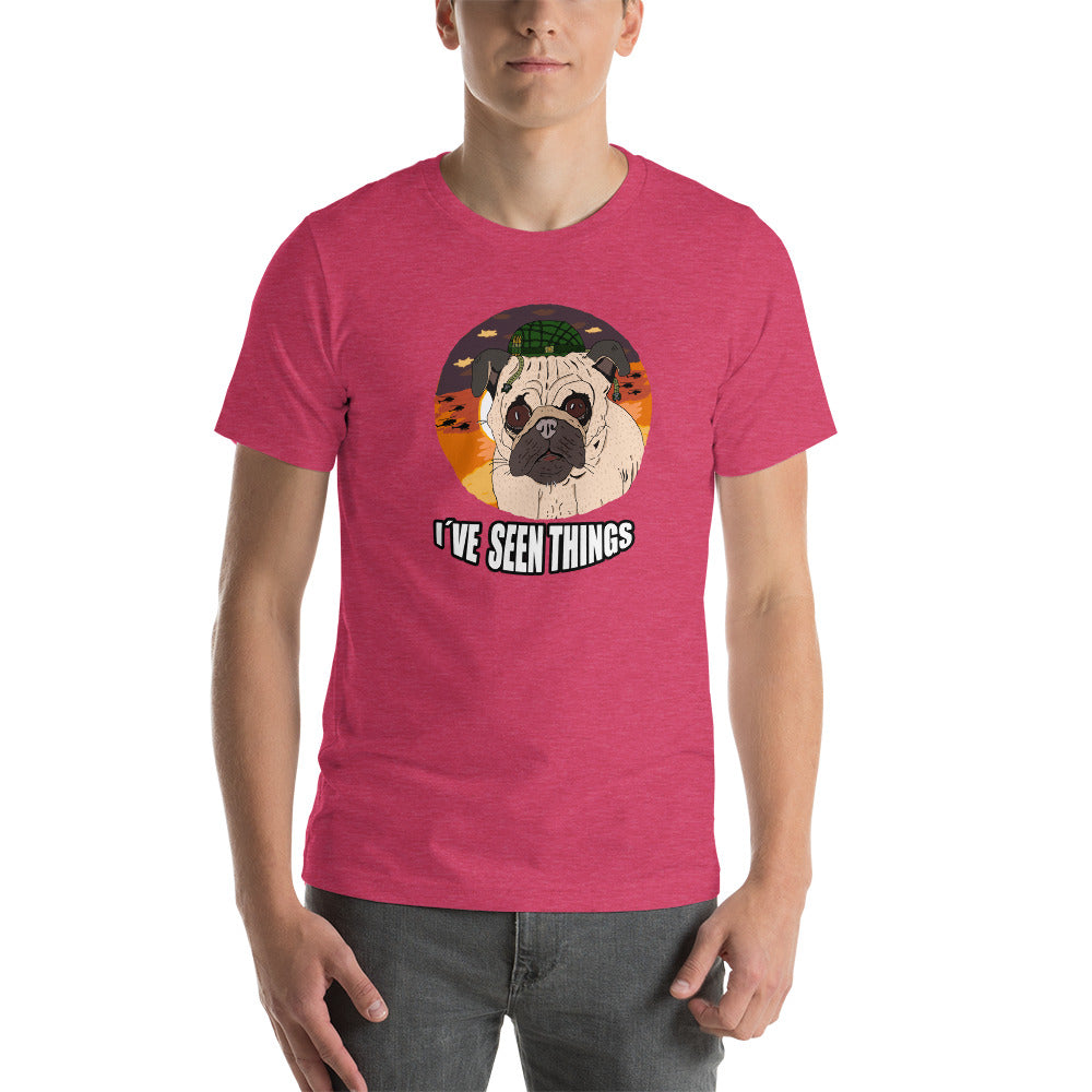 Short-Sleeve Unisex T-Shirt pug soldier - ragnacold Heather Raspberry / S