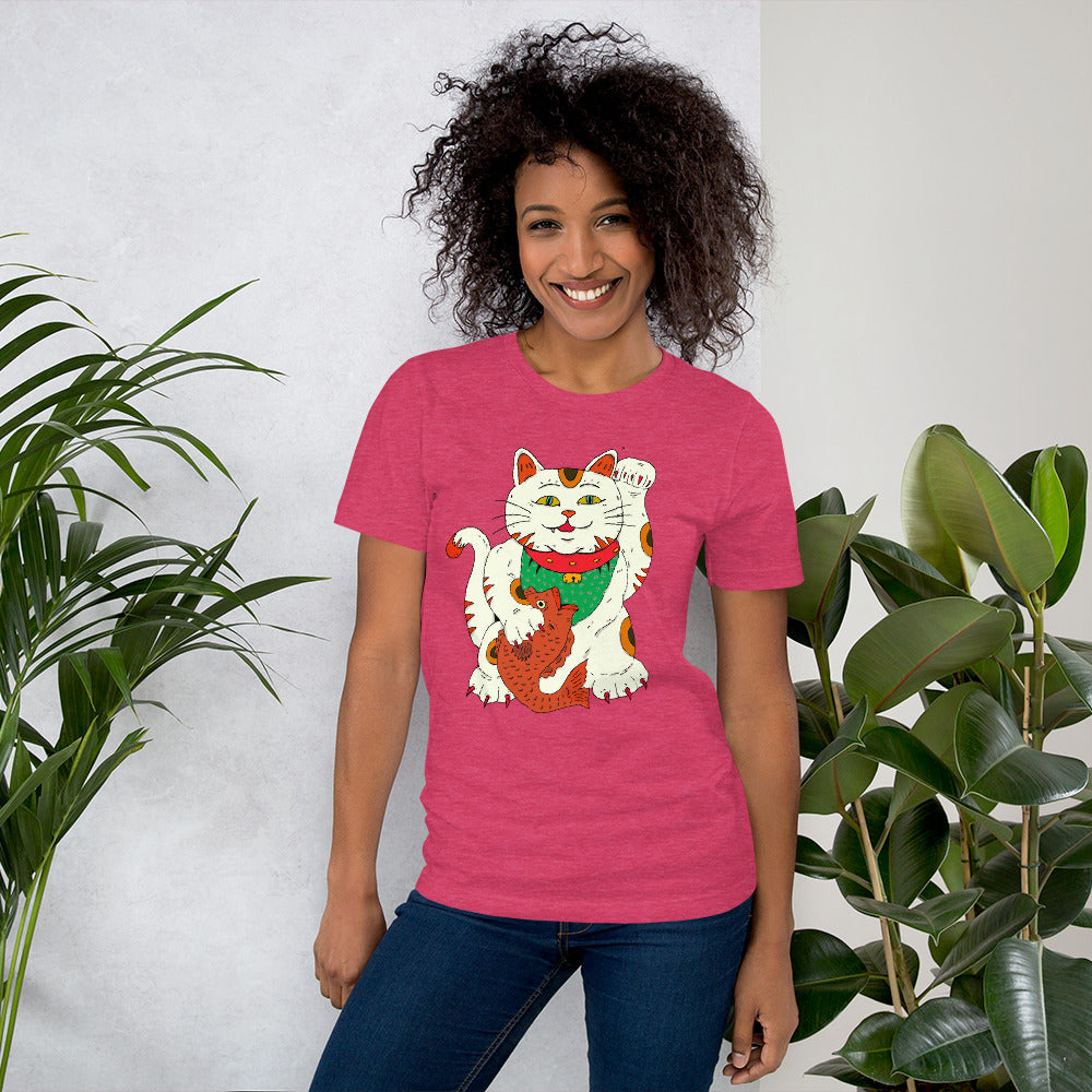 Short-Sleeve Unisex T-Shirt neko money cat - ragnacold Heather Raspberry / S