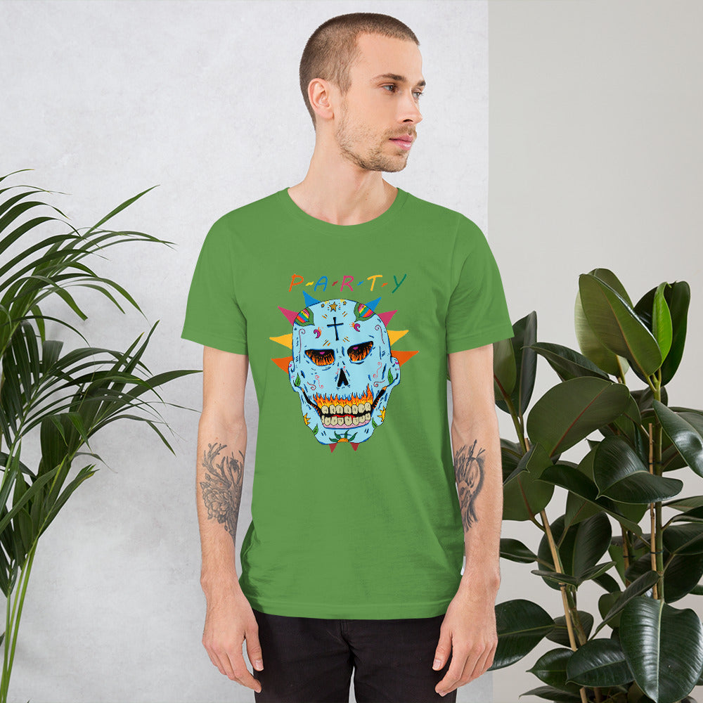 Short-Sleeve Unisex T-Shirt party skull - ragnacold Leaf / S