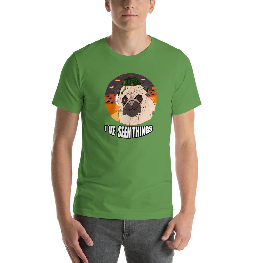 Short-Sleeve Unisex T-Shirt pug soldier - ragnacold Leaf / S