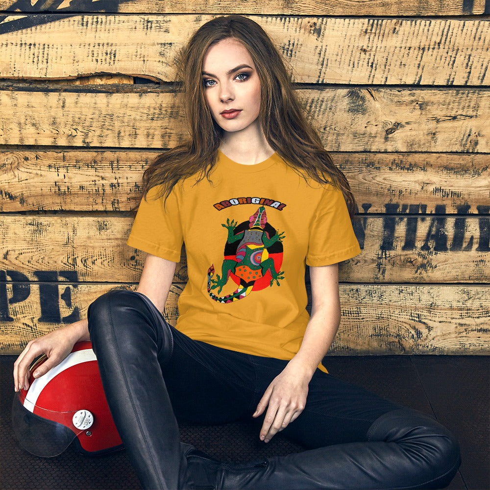 Short-Sleeve Unisex T-Shirt aboriginal lizard - ragnacold Mustard / S