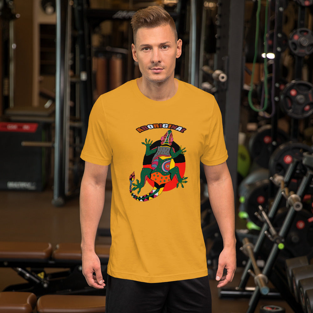 Short-Sleeve Unisex T-Shirt aboriginal lizard - ragnacold Mustard / S