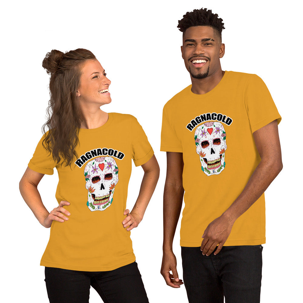 Short-Sleeve Unisex T-Shirt catrina skull - ragnacold Mustard / S